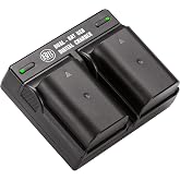 BM Premium 2 Pack of BLX-1 High Capacity Batteries and Dual Bay Battery Charger for Olympus OM System OM-1, OM-1 Mark II, OM-3, HLD-10 Cameras