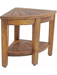 The Original Kai 15.5" Corner Teak Shower Bench with Shelf