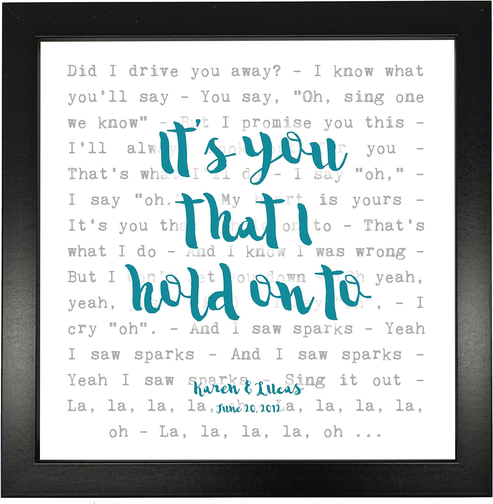 NOT JUST A PRINTColdplay, Sparks - Typography Song Lyrics Print Framed & Personalised - Anniversary Valentine's Wedding Gift Perfect for Him, Her, Couple