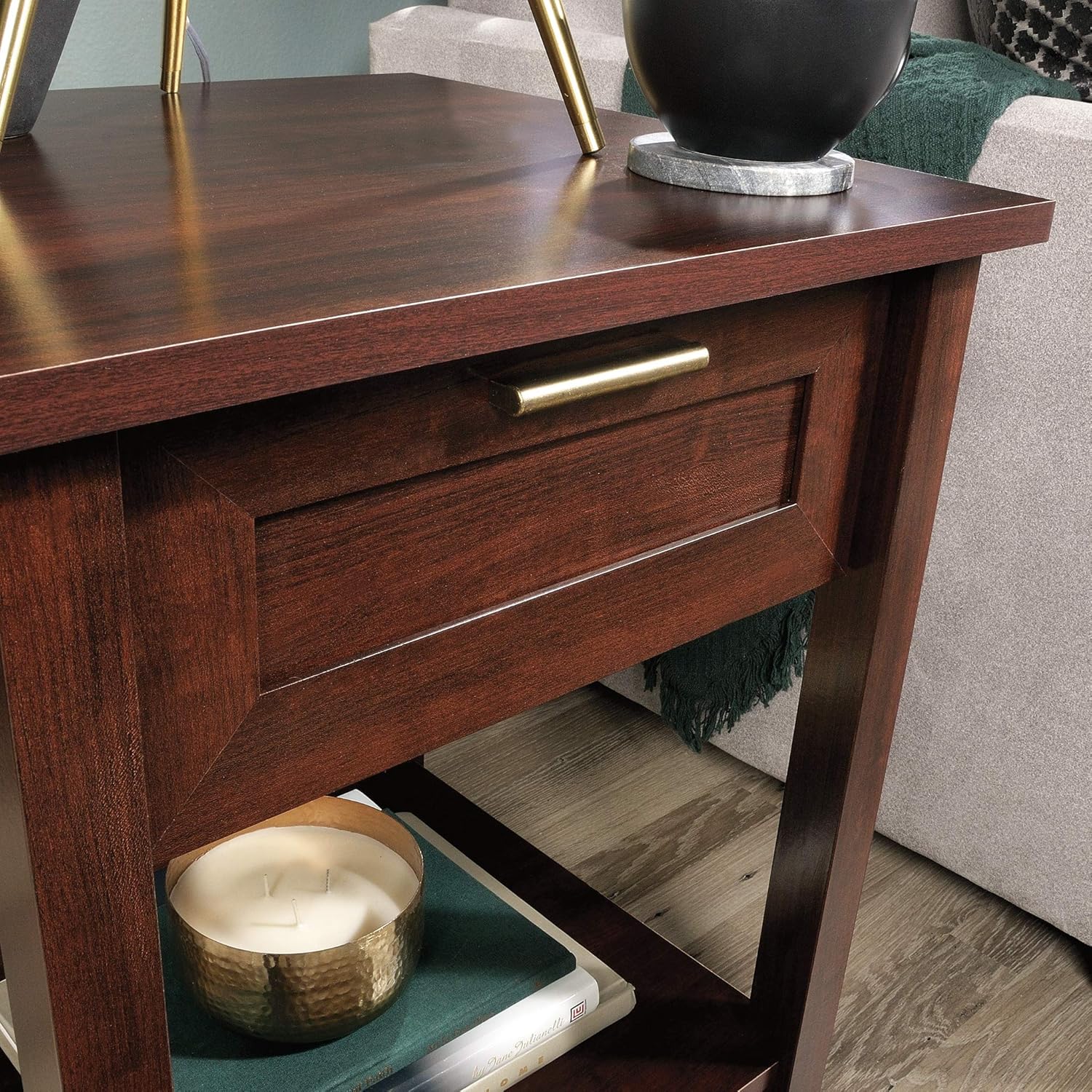 Sauder Brookland Side Table, L: 19.84" x W: 18.66" x H: 23.9", Select Cherry: Kitchen & Dining