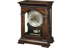 Howard Miller Emporia Mantel Clock 630266 – Cherry Bordeaux Finish, Front Glass Door & Ornate Dial, Vintage Home Decor, Brass Finished Pendulum, Key-Wound, Single-Chime Movement