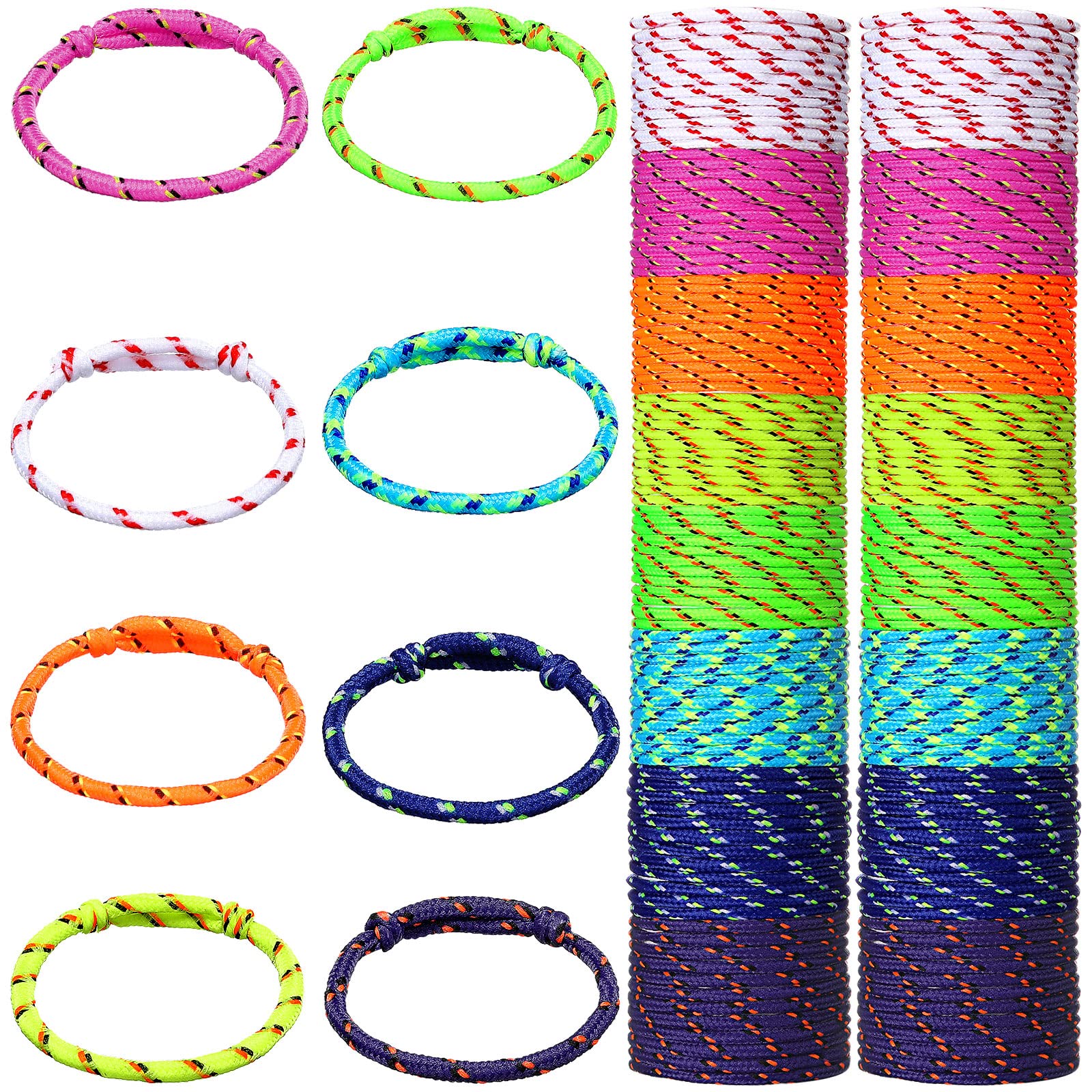 Remerry 168 Pcs Friendship Bracelets Adjustable Woven Rope Bracelets Bulk Graduation Ceremony Prom Class of 2026 Birthday Party Favors & Goodie Bag Stuffers, 8 Assorted Colors(Neon Colors)