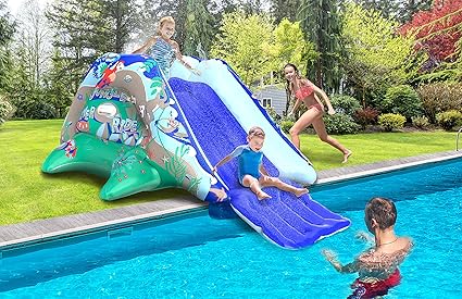 jungleriverride tobogan inflable para piscinas en el suelo tobogan inflable de 9 pies de largo para piscina tobogan acuatico resistente para