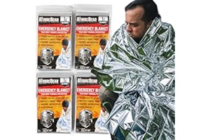 THE ATOMIC BEAR Emergency Blanket or Space Blanket - Ideal as Survival Thermal Protection - Very Light Double Sided Sheet of Mylar Foil - Best for Bug Out Bag, EDC, First Aid Kit, Hiking, Camping, Hunting