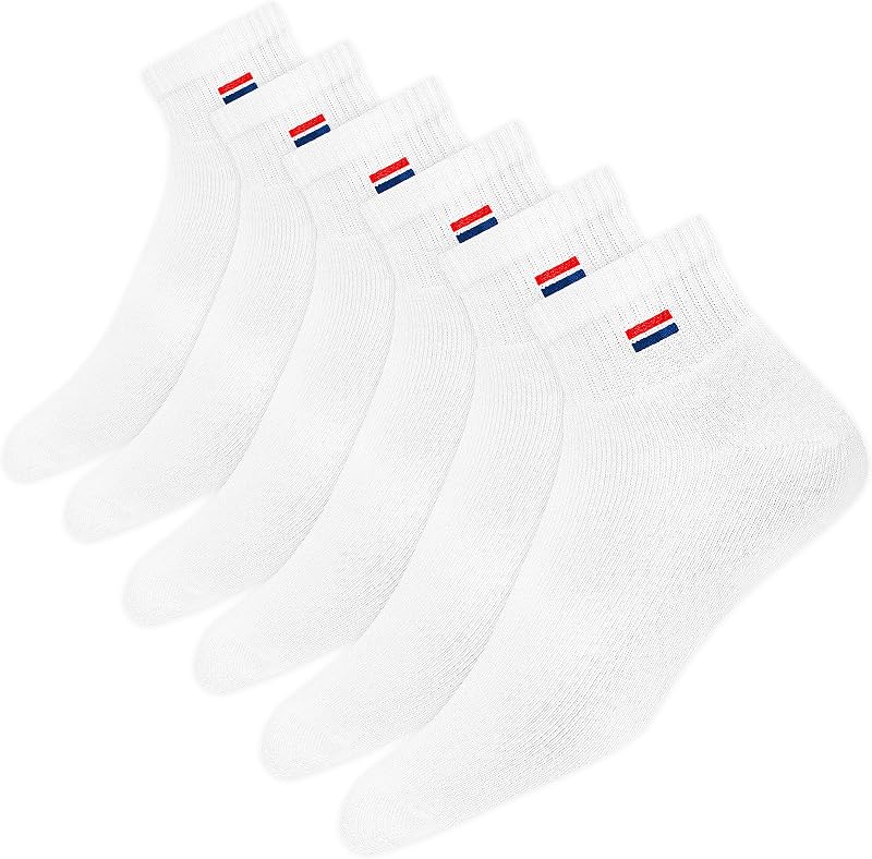 6 Paar Sneaker Socken Herren Damen Sportsocken Kurze Baumwoll Socken Quarter Socken (Weiß, 6 Paar, EU 35-38) — Foto 1 von 8