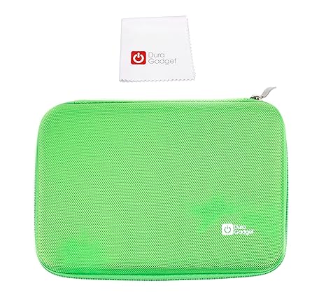 DURAGADGET Grünes Eva Hartschalen-Case Tablet-Mikrofasertuch – kompatibel mit 7' Clementoni Clempad 6+ Plus (Android 5.0/6948