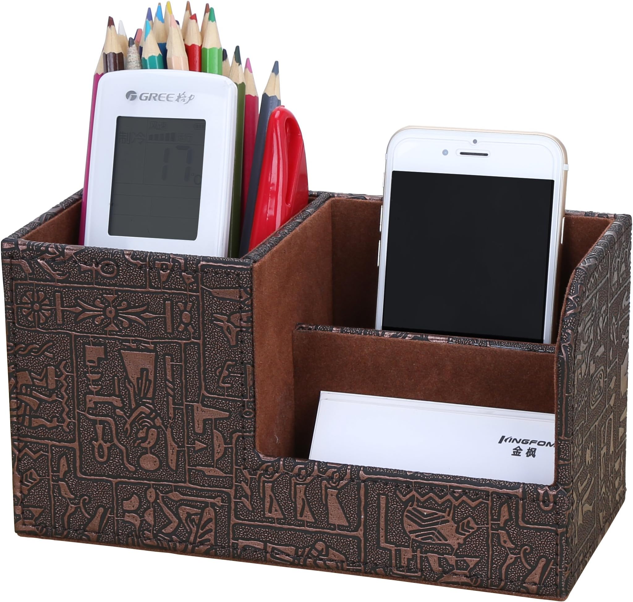 LiLan Desk Tidy Organiser Caddy Multifunction Leather Pen Pencil Pots Holder Office Desk Stationery Supplies Organizer