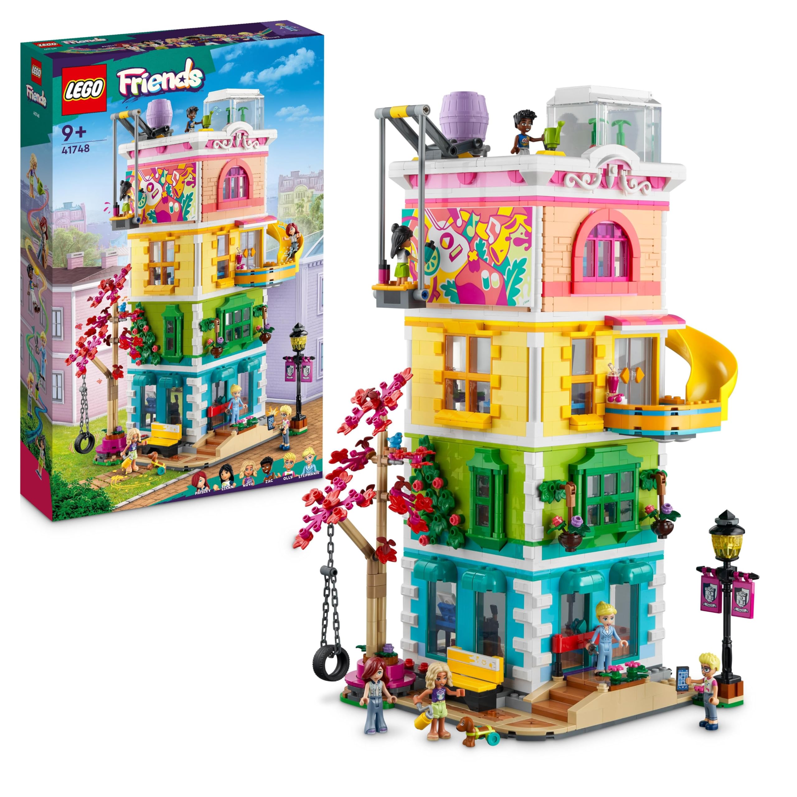 Lego Friends Heartlake City Gemeinschaftszentrum - Kreatives Spielzeug - 5-stöckiges Gebäude mit 6 Minifiguren, Einer Hundefigur und Zubehör - Geschenk für Mädchen und Jungen ab 9 Jahren - 41748