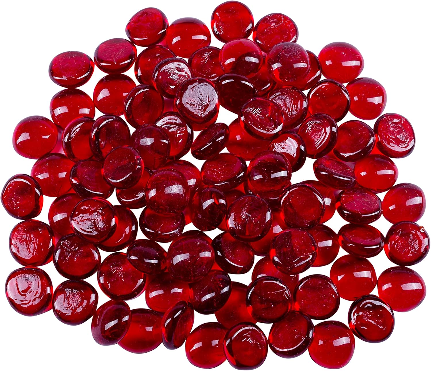 Vase Fillers - Galashield Red Flat Glass Marbles for Vases Glass Gems Beads Pebbles Vase Filler (1 LB, Approx. 100 PCS)