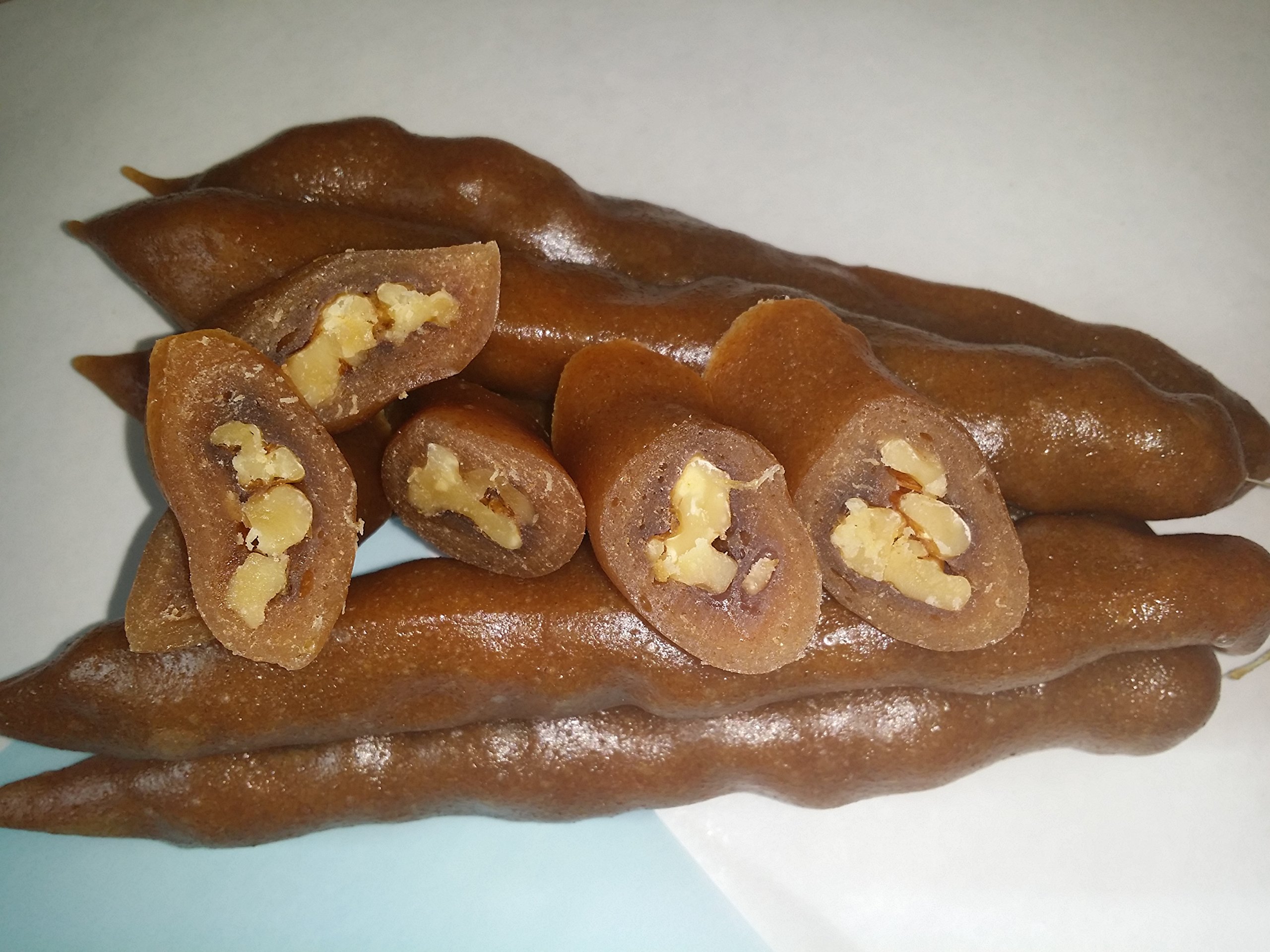 Whole Wheat Walnut Churchkhela Made w/White Grape Juice, a Set of 5