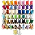 New brothread 50 Spools Embroidery Machine Thread Kit Including 40 Brother Colors+8 Variegated Colors+2 Metallic Colors for Brother Janome Singer Pfaff Husqvarna Embroidery Sewing Machines