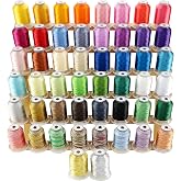 New brothread 50 Spools Embroidery Machine Thread Kit | 40 Solid Colors+8 Variegated Colors+2 Metallic Colors, 40 Weight, Compatible with Embroidery Sewing Machines