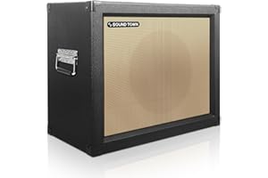 Sound Town 1 x 12 65W Guitar Speaker Cabinet with Birch Plywood Construction, Black Tolex, Wheat Cloth Grille (GUC112BK)