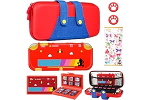 Gurgitat 6in1 Maro Switch Lite Case for Nintendo Switch Lite Carrying Cases Boy Teens Anime Durable Hard Protective Cover Dockable Skin+Thumb Grips+Game Holder+Sticker for Switch Lite Travel Case