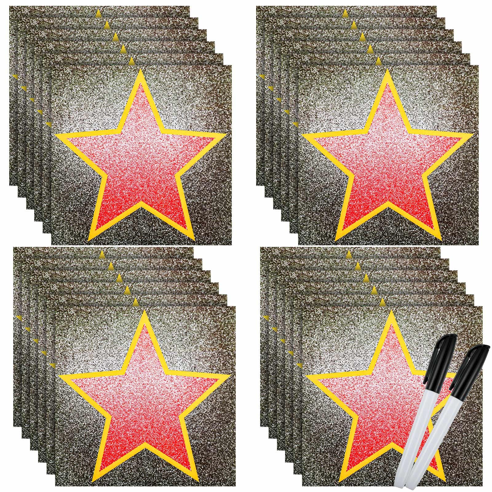 Photo 1 of Gersoniel 50 Packs Movie Star Sticker for Floor with Black Marker Red Carpet Party Decorations Movie Theme Theater Graduation Birthday Party Supplies