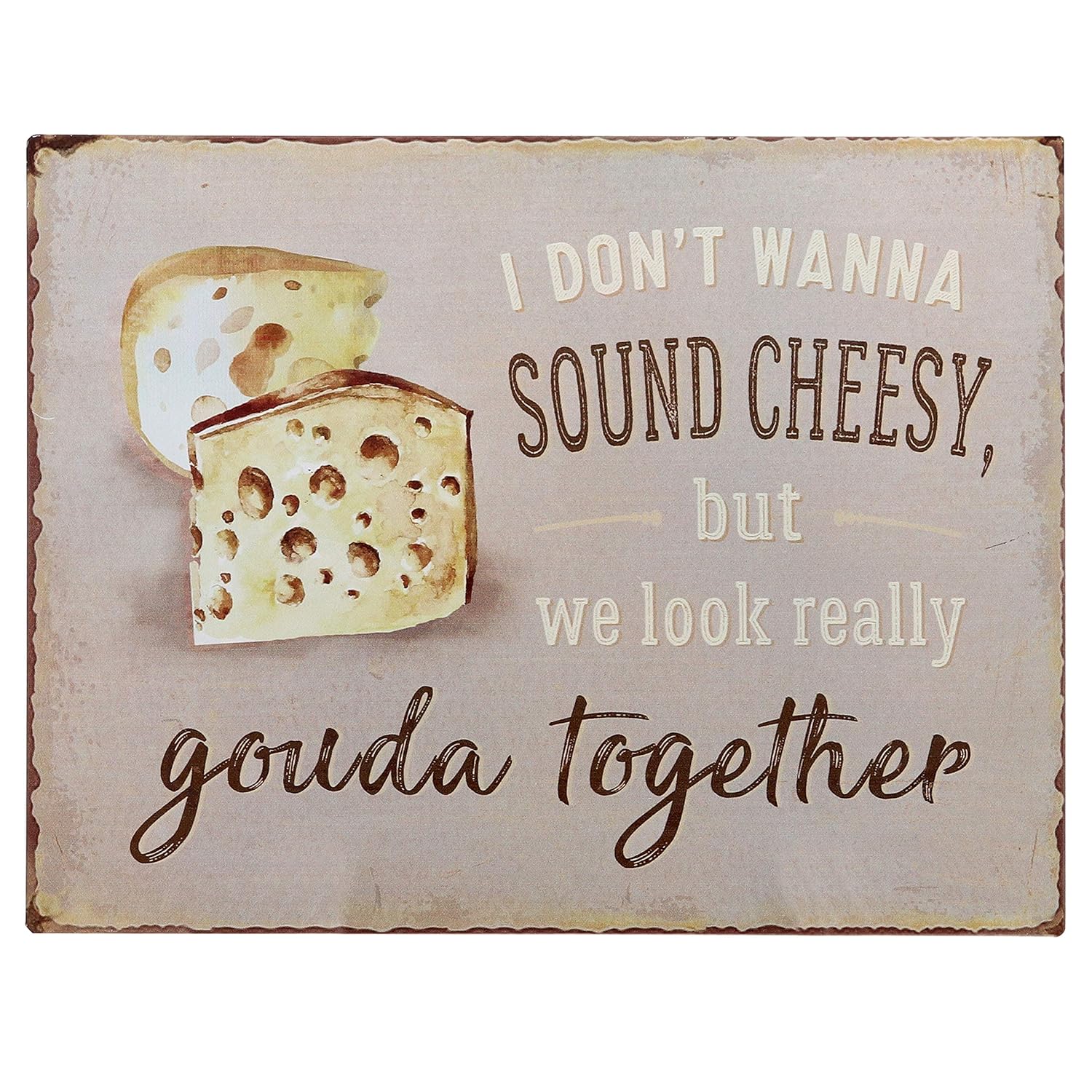 Barnyard Designs I Don’t Want to Sound Cheesy But We Look Really Gouda Together Funny Retro Vintage Tin Bar Sign Country Home Decor 13” x 10”