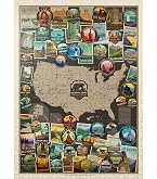 Puzzle Parchi Nazionali USA 1000 Pezzi 70x50 Cm Con Poster - Yellowstone, Yosemite, Zion