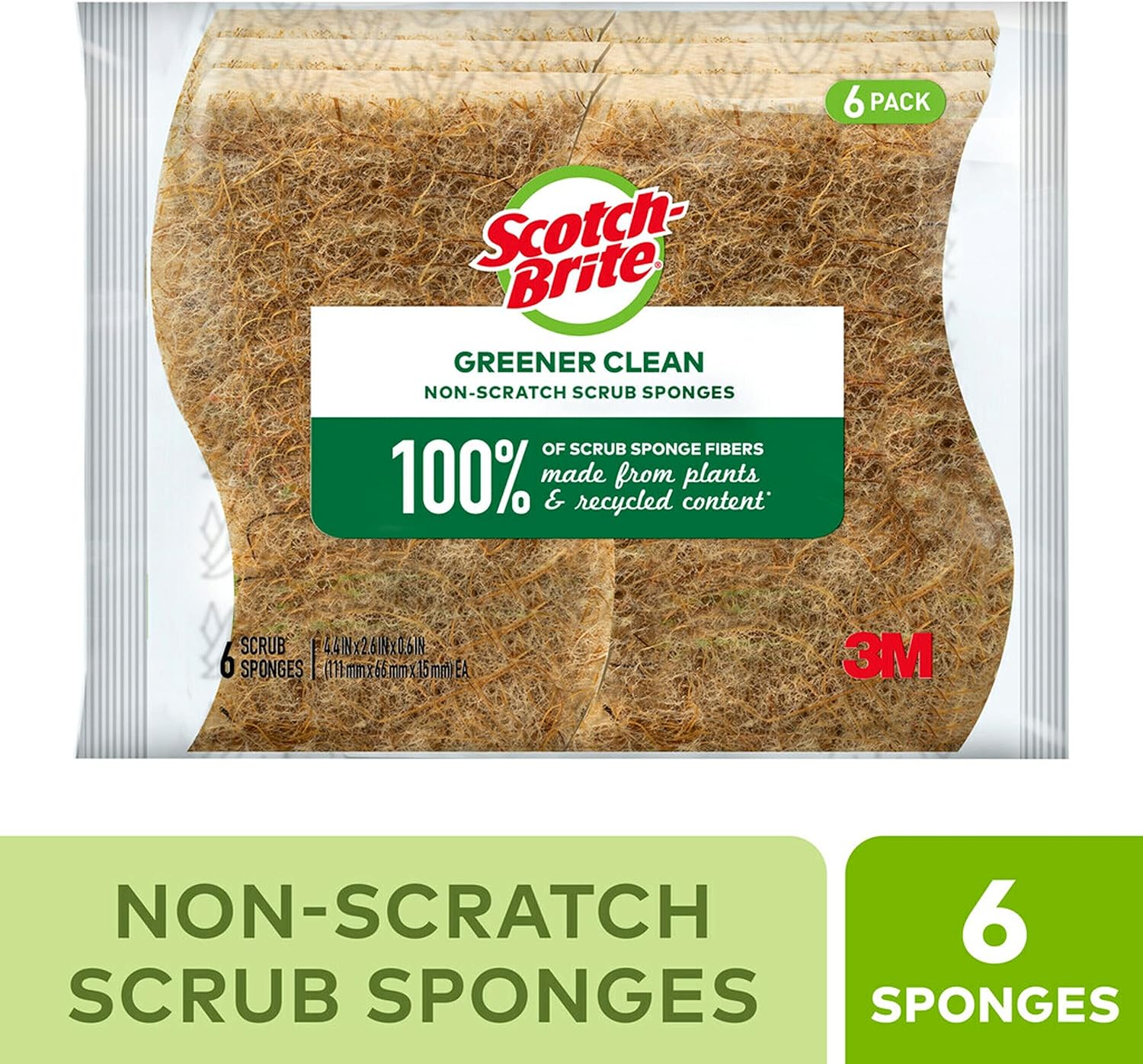 Scotch-Brite Greener Clean Non-Scratch Scrub Sponges, 6 Scrub Sponges: Health & Personal Care