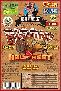 Bison Spicy Jerky - No Preservatives, Nitrites, or MSG, GLUTEN FREE!