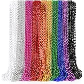 EOBOH 100PCS Mardi Gras Beads, Colorful Beads Necklace Toy Party Favors, 33" Bead Costume Accessories Bulk, Festival Mardi Gras Parade Throw Accessories Wedding Birthday Celebrations Decor