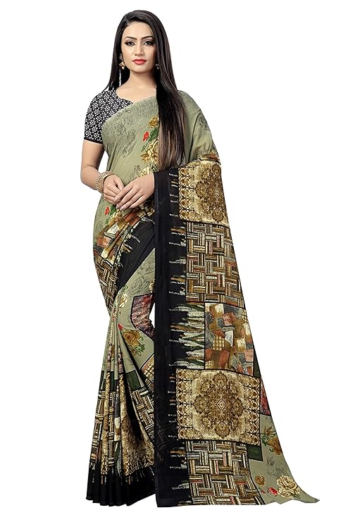 Women's Georgette Saree with unstich Blouse