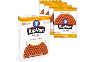 Rip Van Wafels Honey & Oats Stroopwafels - Healthy Snacks - Non GMO Snack - Keto Friendly - Office Snacks - Low Sugar (3g) - Low Calorie Snack - 4 Count