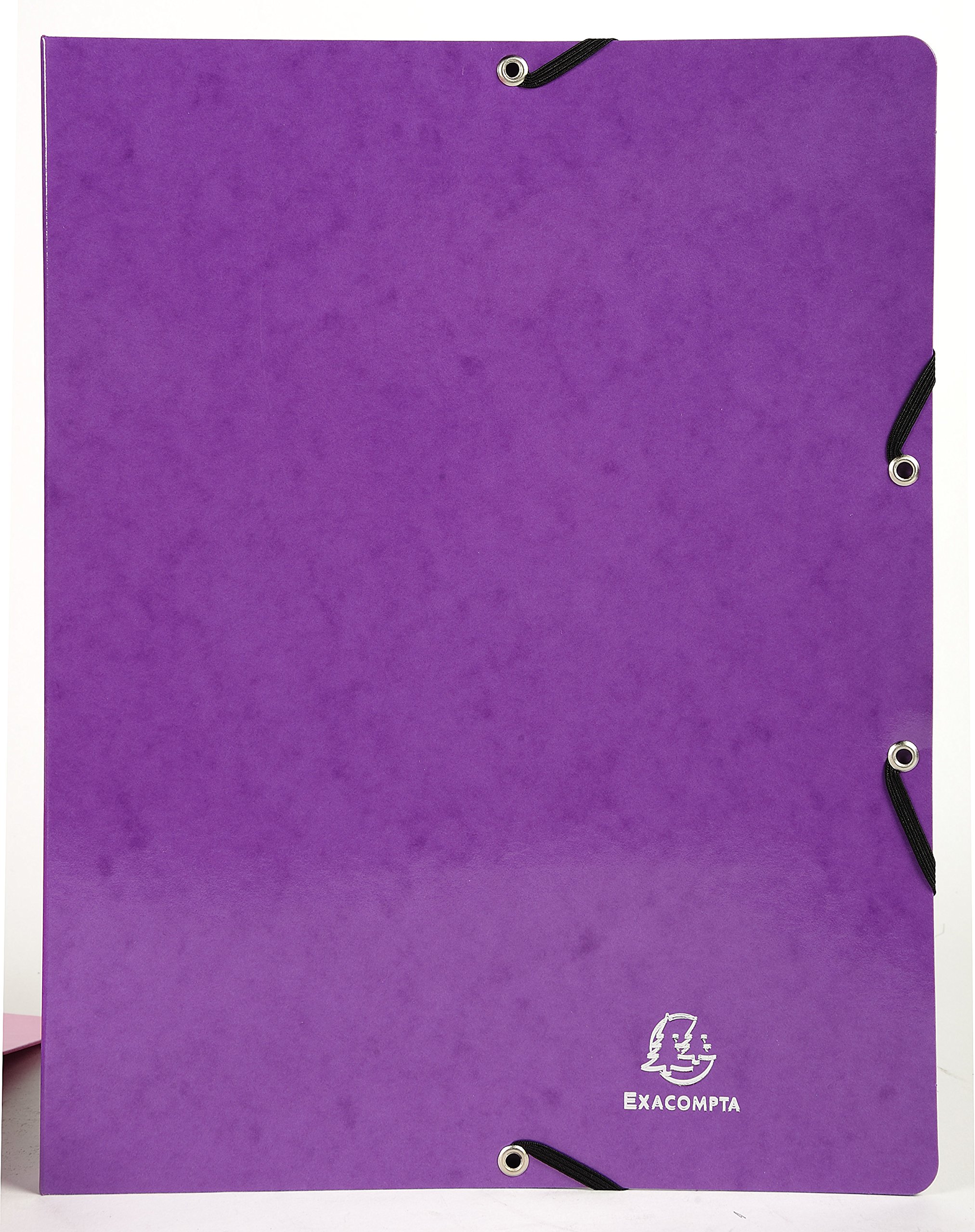 Exacompta - ref. 54896E - 1 coated glossy card binder with rubber bands - 2 round rings, diameter 15 mm - Spine 20 mm - External dimensions: 32 x 25 cm - A4 file format - Colour: purple