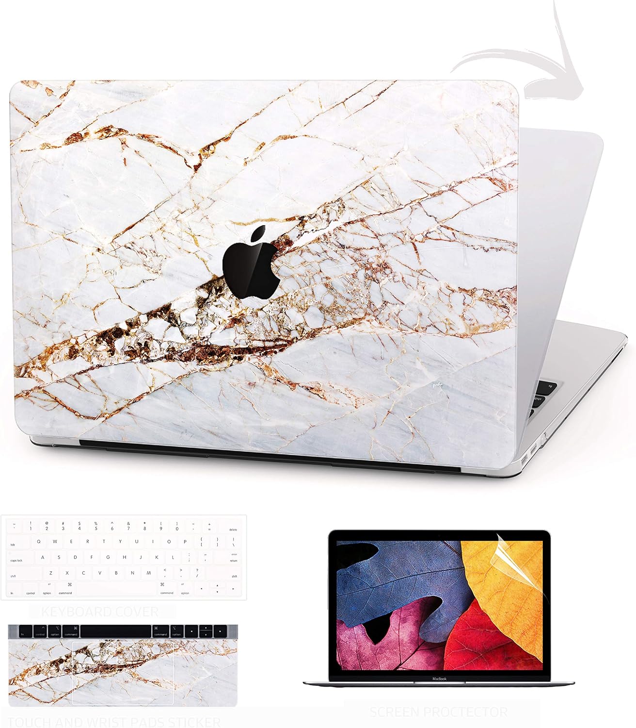 TIMOCY Laptop Case for MacBook Pro 13 Keyboard Cover Plastic Hard Shell Touch Bar 4 in 1 Bundle with Screen Protector for Mac Pro 13 Inch (Model:A1706/A1708/A1989),Abstract Slash Marble