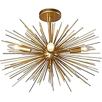 20 Inch Astra Sputnik Semi Flush Mount Lamp Gold Spike Starburst Light Mid Century