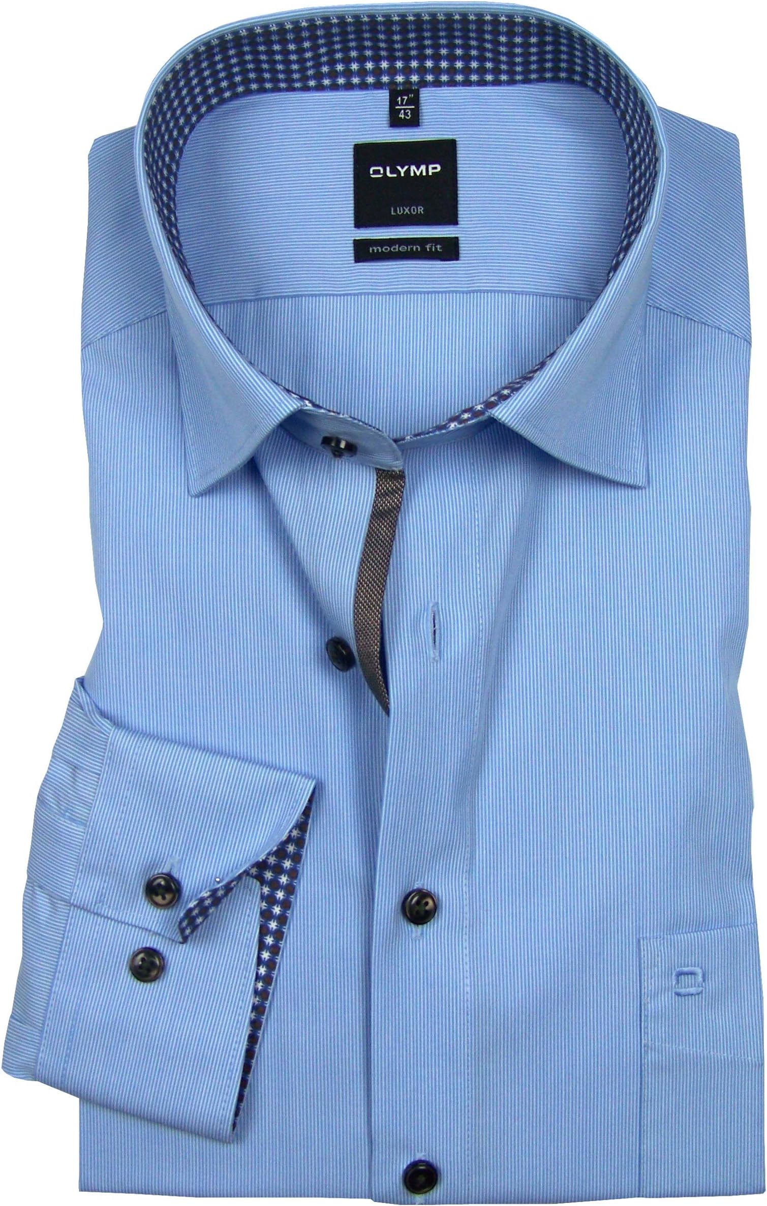 OLYMP Bezner KG Men's Striped Button Down Formal Shirt multi-coloured blue-white