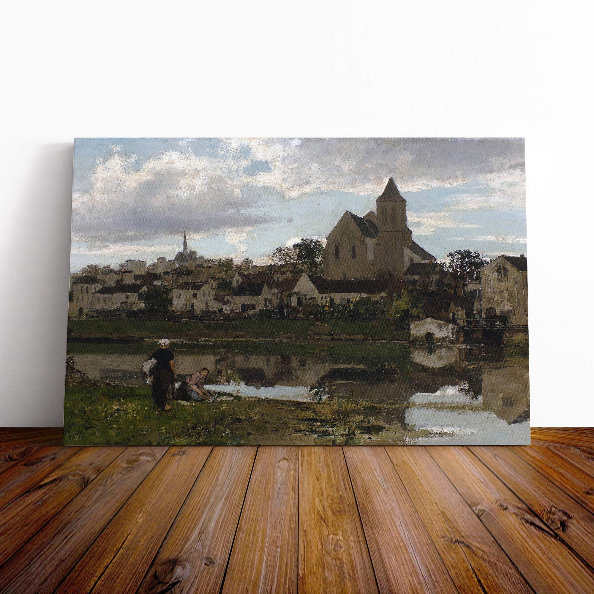 Jacob Maris View at Montigny sur Loing Canvas Print | Gallery Wrapped 30mm Frame Wall Art | 20x14 inches | Ready to Hang | Modern Picture | Living Room Bedroom Lounge Office