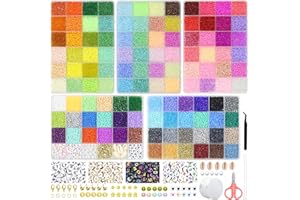 BIBOKLTIY 114 Colors Glass Seed Beads Bracelet Making Kit, 28500pcs 3mm Seed Beads Jewelry Making Kit with Alphabet Letter Beads and String, Glass Beads Kit for Bracelets DIY Art Craft