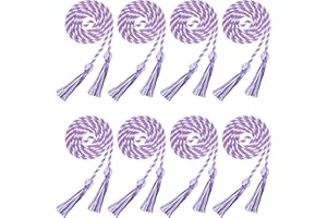 Trounistro 8 Pieces Graduation Cords Yarn Honor Cords with Tassel for College Graduation Students (White with Purple)