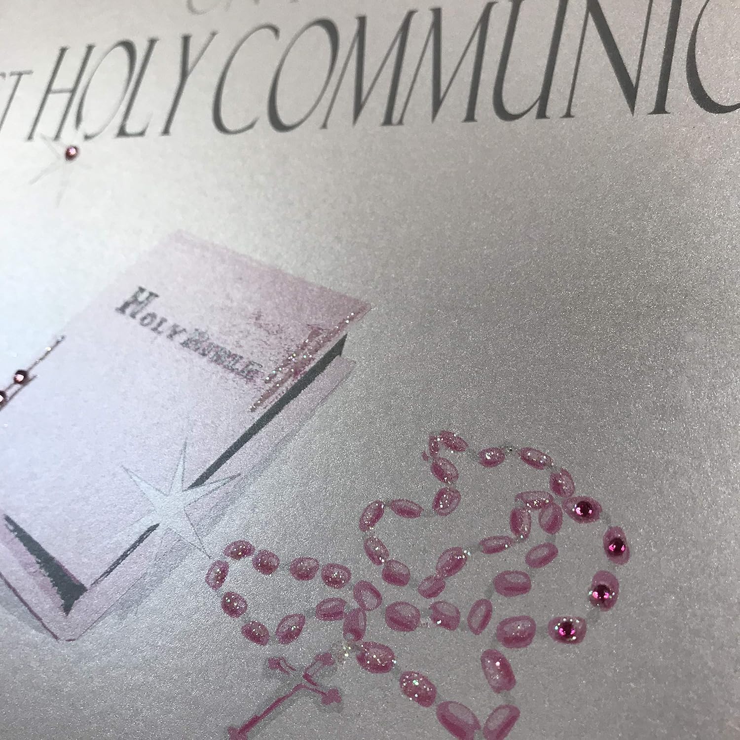 WHITE COTTON CARDS Large Handmade to A Special Daughter On Your 1st Holy Communion Pink Bible Card, White, XN88D - Image 3