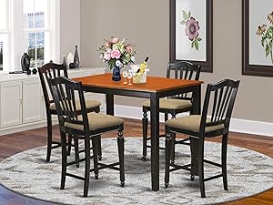 5 Pc Dining counter height set - Kitchen dinette Table and 4 counter height stool.