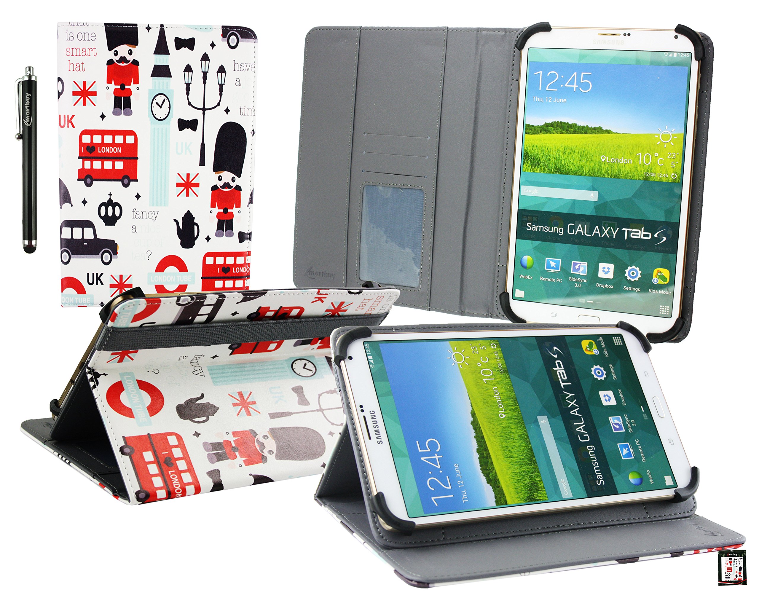 Emartbuy Universal 7-8.8 Inch Toy Town Multi Angle Folio Wallet Case Cover With Card Slots and Stylus Pen Compatible With Selected Devices Listed Below