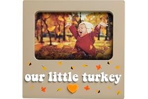 Reece Studio Our Little Turkey 3D Frame, Newborn Keepsake Photo Frame, Baby Holiday Picture Frame, Modern Fall Nursery Decor, Baby's First Thanksgiving
