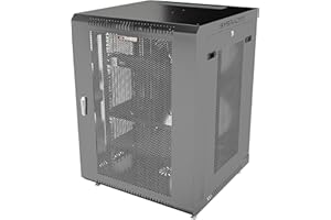 18U Wall Mount Server Rack Cabinet, 19” Enclosed Network & IT Equipment Enclosure, 24” Deep, Locking Mesh Door