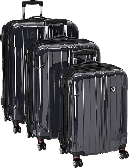 Amazon Com Traveler S Choice Sedona 100 Pure Polycarbonate Expandable Spinner Luggage Black 3 Piece Set Luggage