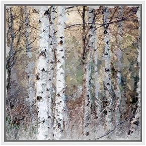 SIGNWIN Framed Canvas Wall Art Winter White Birch...