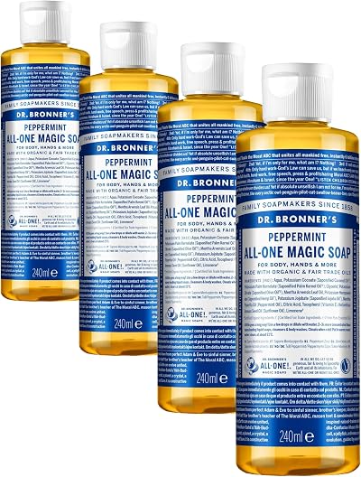 Dr. Bronner's Peppermint Pure-Castile Soap 237ml 18-in-1 Organic Oils
