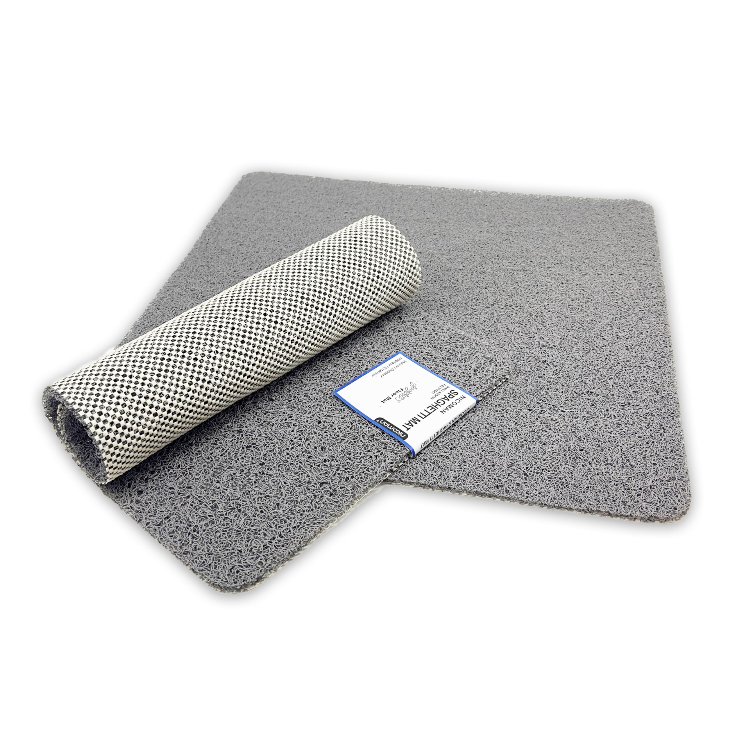 Loofah Shower Mat, Non Slip PVC Spaghetti Mat for Wet Area Inside Shower, Super Comfy Soft Matt, Quick Dry, Bacteria & Mould Resistant, Curved Edge, Rectangular, Small, 60x40cm