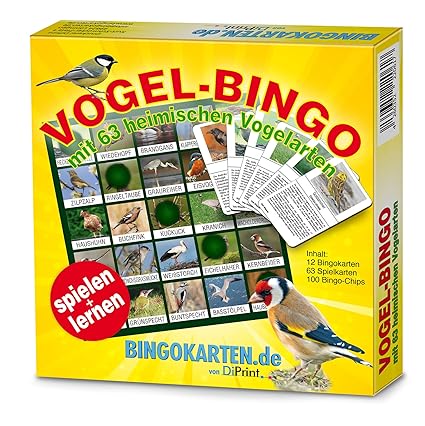 DiPrint Vogel-Bingo Spiel! 63 heimisch Vogelarten