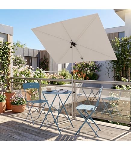 7.5 ft striped patio umbrella SAFAVIEH Outdoor Naima Valance 7.5 ft Square Umbrella