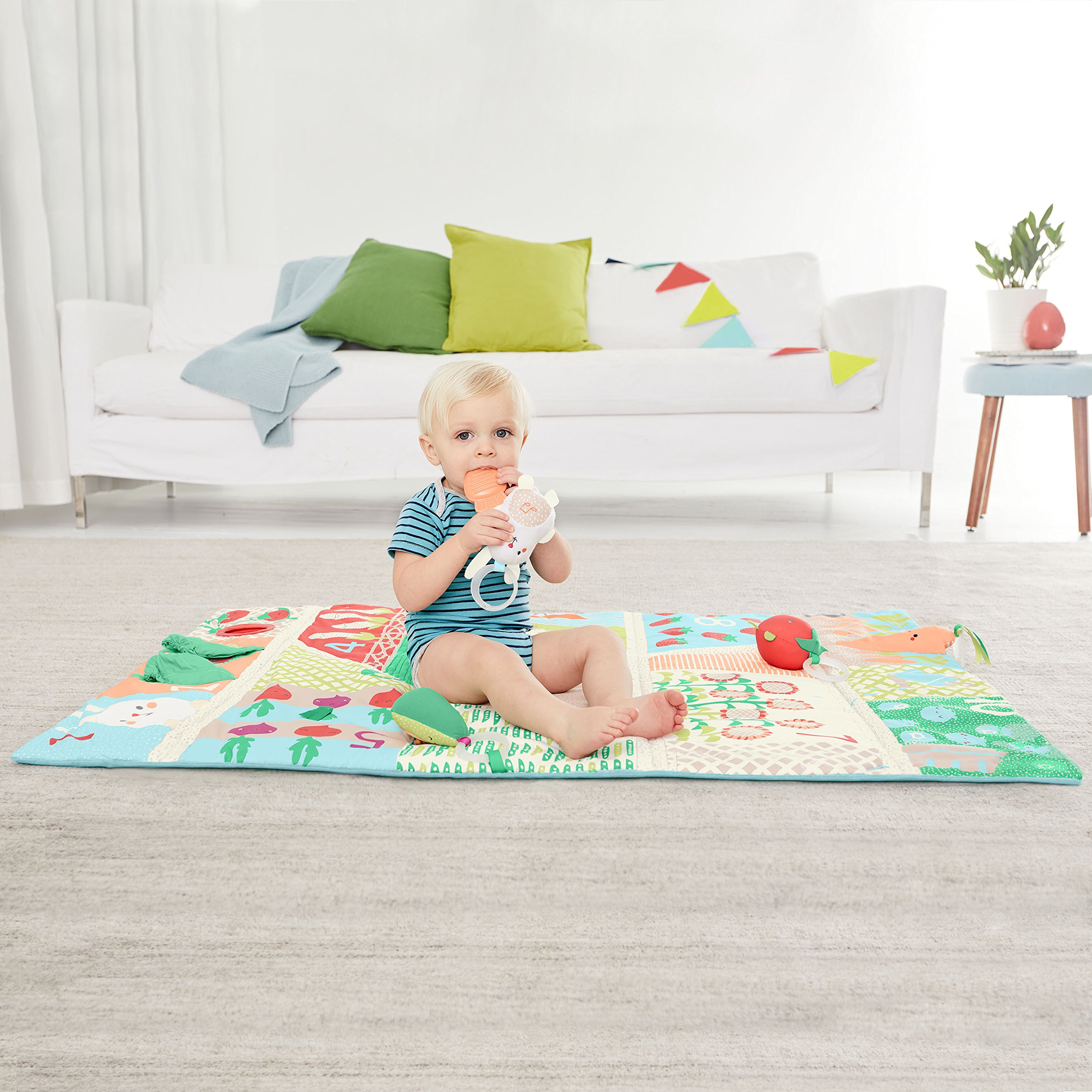 Skip Hop Tummy Time Mat, 3-in-1 Activity Baby Play Gym, Age 0+, Farmstand Grow & Play, Green