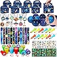 Golray 84pcs Space Party Favors Box Stress Balls Glow In Dark Tattoos Stamp Necklace Toy Gift for Boy Kids Galaxy Birthday Party Supplies Stuffer Treat Gift Goodie Bag Filler