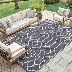 Smiry Outdoor Rug 9x12 ft, Waterproof Reversible
