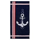 Superior Luxurious 100% Cotton Beach Towels, Oversized 34" x 64", Soft Velour Cotton and Absorbent Cotton Terry, Thick and Plush Nautical Beach Towels - Anchor