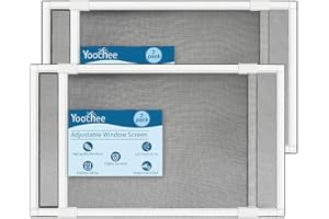 Yoochee Expandable Window Screen(18" H x 25" - 49" W), 2 Pack Large Adjustable Window Screens - Durable Replacement Screen for Window