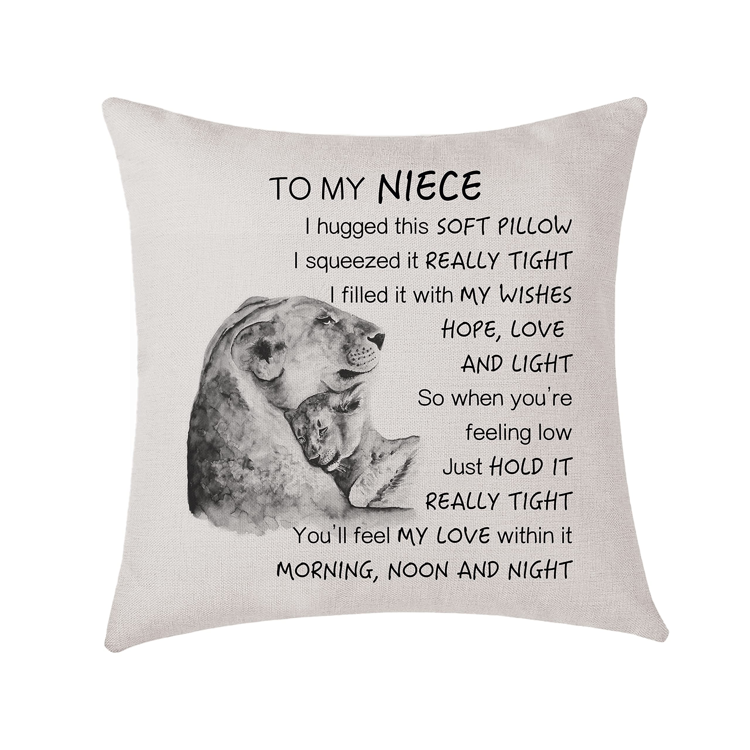 AMZKWY To My Niece Gifts Lion Family Pattern Cushion Cover 45x45cm Throw Pillow Case Home Decor Birthday (Niece)